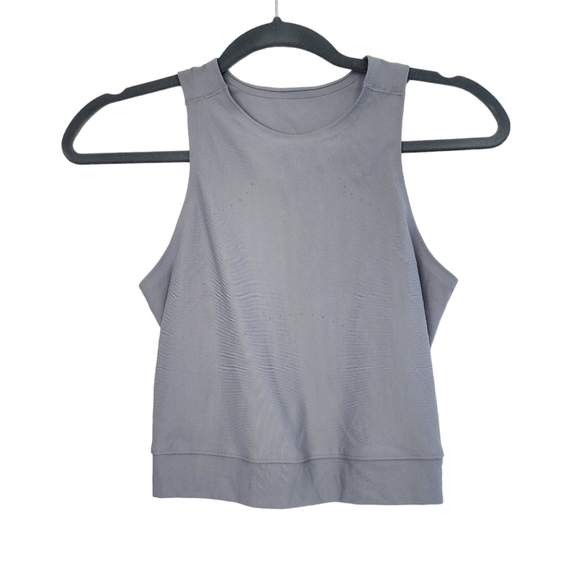 lululemon athletica Tops - Lululemon Grey Perforated SenseKnit Running Tank Top Athleisure Workout Yoga